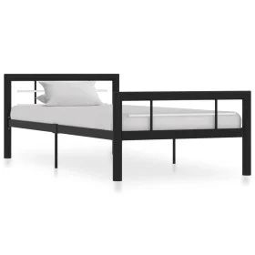 Black and white metal bed frame 90x200 cm by vidaXL, Beds and slatted bases - Ref: Foro24-284550, Price: 105,20 €, Discount: %