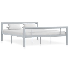 Estructura de cama de metal gris y blanco 160x200 cm