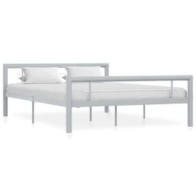 Gray and white metal bed frame 160x200 cm by vidaXL, Beds and slatted bases - Ref: Foro24-284560, Price: 121,30 €, Discount: %