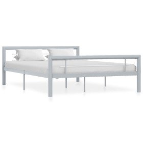 Estructura de cama de metal gris y blanco 160x200 cm