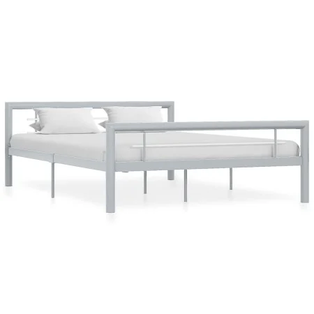 Estructura de cama de metal gris y blanco 160x200 cm de vidaXL, Camas y somieres - Ref: Foro24-284560, Precio: 120,92 €, Desc...