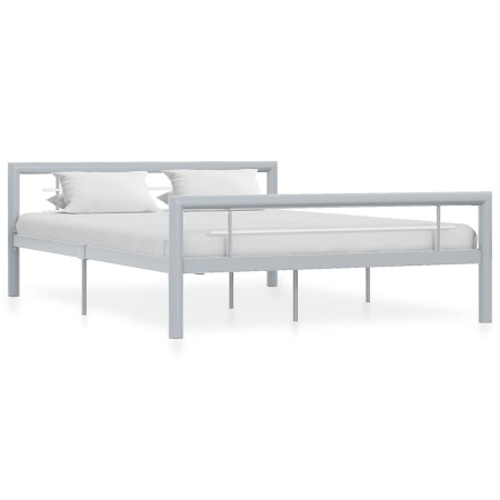 Grau-weißes Metallbettgestell 160x200 cm von vidaXL, Betten und Lattenroste - Ref: Foro24-284560, Preis: 122,52 €, Rabatt: %