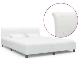 Estructura de cama de cuero sintético blanco 180x2