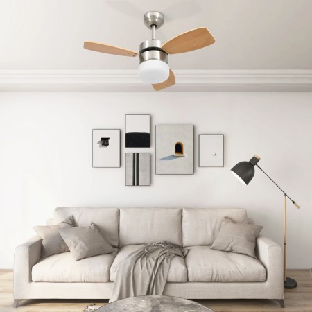 Ceiling fan with light and light brown remote control, 76 cm. by vidaXL, Ceiling fans - Ref: Foro24-51492, Price: 141,50 €, D...