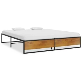 Black metal bed frame 140x200 cm by vidaXL, Beds and slatted bases - Ref: Foro24-324816, Price: 86,07 €, Discount: %