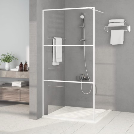 Mampara de ducha vidrio ESG transparente blanco 100x195 cm
