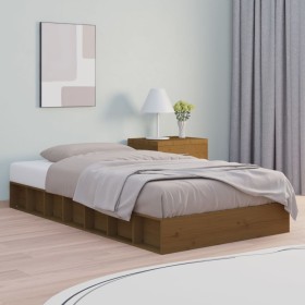 Honey brown solid wood single bed frame 75x190 cm by vidaXL, Beds and slatted bases - Ref: Foro24-820699, Price: 136,60 €, Di...