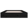 Black solid wood double bed frame 135x190 cm by vidaXL, Beds and slatted bases - Ref: Foro24-820715, Price: 168,50 €, Discoun...