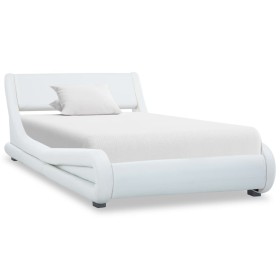 Estructura de cama de cuero sintético blanco 100x200 cm