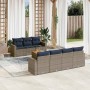 Set de sofás de jardín 8 pzas con cojines ratán sintético gris