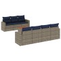 Set de sofás de jardín 8 pzas con cojines ratán sintético gris