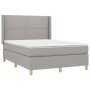 Box spring bed with light gray fabric mattress 140x200 cm by vidaXL, Beds and slatted bases - Ref: Foro24-3131913, Price: 485...