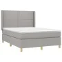 Box spring bed with light gray fabric mattress 140x200 cm by vidaXL, Beds and slatted bases - Ref: Foro24-3131913, Price: 476...