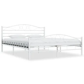 Estructura de cama de metal blanco 140x200 cm de vidaXL, Camas y somieres - Ref: Foro24-285303, Precio: 133,20 €, Descuento: %