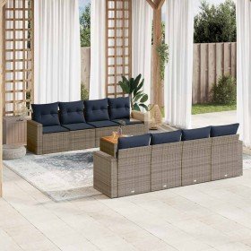 Set de sofás de jardín 9 pzas con cojines ratán sintético gris en Conjuntos de jardín | Comprar online en Foro24