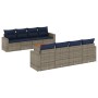 Set de sofás de jardín 9 pzas con cojines ratán sintético gris