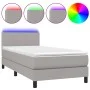 Box spring bed mattress and LED lights light gray fabric 90x200 cm by vidaXL, Beds and slatted bases - Ref: Foro24-3132965, P...