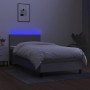 Boxspringbettmatratze und LED-Leuchten aus hellgrauem Stoff 90x200 cm von vidaXL, Betten und Lattenroste - Ref: Foro24-313296...