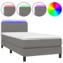 Box spring bed with mattress and LED dark gray fabric 90x200 cm by vidaXL, Beds and slatted bases - Ref: Foro24-3132966, Pric...