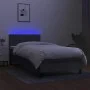 Box spring bed with mattress and LED dark gray fabric 90x200 cm by vidaXL, Beds and slatted bases - Ref: Foro24-3132966, Pric...