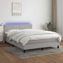 Cama box spring con colchón tela y LED gris claro 140x200 cm de vidaXL, Camas y somieres - Ref: Foro24-3132997, Precio: 432,7...