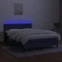 Box spring bed with mattress and LED blue fabric 140x200 cm by vidaXL, Beds and slatted bases - Ref: Foro24-3133003, Price: 4...