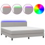 Cama box spring con colchón tela y LED gris claro 180x200 cm de vidaXL, Camas y somieres - Ref: Foro24-3133013, Precio: 543,3...
