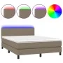 Box spring bed with LED mattress taupe gray fabric 140x200 cm by vidaXL, Beds and slatted bases - Ref: Foro24-3133001, Price:...