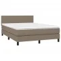 Box spring bed with LED mattress taupe gray fabric 140x200 cm by vidaXL, Beds and slatted bases - Ref: Foro24-3133001, Price:...