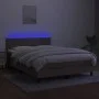 Box spring bed with LED mattress taupe gray fabric 140x200 cm by vidaXL, Beds and slatted bases - Ref: Foro24-3133001, Price:...
