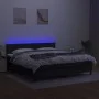 Box spring bed with LED mattress black fabric 180x200 cm by vidaXL, Beds and slatted bases - Ref: Foro24-3133015, Price: 586,...