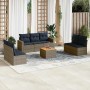 Set de sofás de jardín 8 pzas con cojines ratán sintético gris