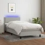 Box spring bed mattress and LED lights light gray fabric 90x190 cm by vidaXL, Beds and slatted bases - Ref: Foro24-3133037, P...