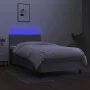 Box spring bed mattress and LED lights light gray fabric 90x190 cm by vidaXL, Beds and slatted bases - Ref: Foro24-3133037, P...