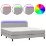 Box spring bed with fabric mattress and light gray LED 160x200 cm by vidaXL, Beds and slatted bases - Ref: Foro24-3133005, Pr...