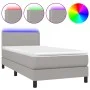 Box spring bed mattress and LED lights light gray fabric 80x200 cm by vidaXL, Beds and slatted bases - Ref: Foro24-3133029, P...