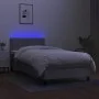 Box spring bed mattress and LED lights light gray fabric 80x200 cm by vidaXL, Beds and slatted bases - Ref: Foro24-3133029, P...