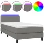 Box spring bed mattress and LED lights dark gray fabric 90x190 cm by vidaXL, Beds and slatted bases - Ref: Foro24-3133038, Pr...