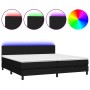 Box spring bed with LED mattress black fabric 200x200 cm by vidaXL, Beds and slatted bases - Ref: Foro24-3133023, Price: 573,...