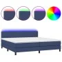 Box spring bed with mattress and LED blue fabric 200x200 cm by vidaXL, Beds and slatted bases - Ref: Foro24-3133027, Price: 5...