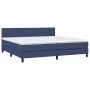 Box spring bed with mattress and LED blue fabric 200x200 cm by vidaXL, Beds and slatted bases - Ref: Foro24-3133027, Price: 5...