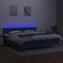 Box spring bed with mattress and LED blue fabric 200x200 cm by vidaXL, Beds and slatted bases - Ref: Foro24-3133027, Price: 5...