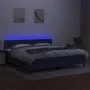 Box spring bed with mattress and LED blue fabric 200x200 cm by vidaXL, Beds and slatted bases - Ref: Foro24-3133027, Price: 5...