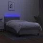 Box spring bed mattress and LED lights light gray fabric 100x200 cm by vidaXL, Beds and slatted bases - Ref: Foro24-3133053, ...