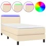 Box spring bed mattress and LED lights cream fabric 100x200 cm by vidaXL, Beds and slatted bases - Ref: Foro24-3133058, Price...