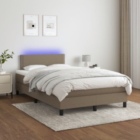 Boxspringbett mit Matratze und LED-Stoff in Taupegrau, 120 x 200 cm von vidaXL, Betten und Lattenroste - Ref: Foro24-3133065,...
