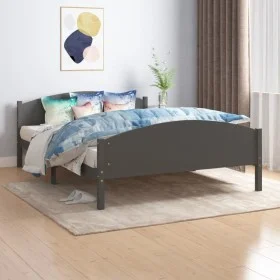 Dark gray solid pine wood bed frame 140x200 cm by vidaXL, Beds and slatted bases - Ref: Foro24-322049, Price: 104,56 €, Disco...