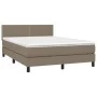 Box spring bed with mattress and LED lights taupe gray fabric 140x200 cm by vidaXL, Beds and slatted bases - Ref: Foro24-3133...