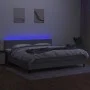 Box spring bed with fabric mattress and light gray LED 200x200 cm by vidaXL, Beds and slatted bases - Ref: Foro24-3133101, Pr...
