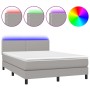 Cama box spring colchón y luces LED tela gris claro 140x200 cm de vidaXL, Camas y somieres - Ref: Foro24-3133077, Precio: 416...